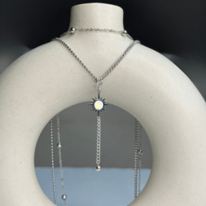 Home solar dawn necklace (silver) – stainless steel