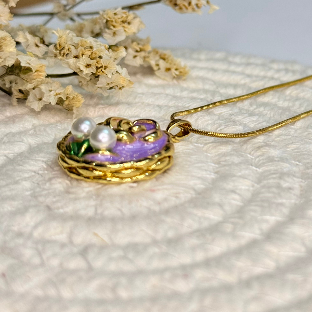 pearl rose crest necklace – lavender pearl rose crest necklace – lavender