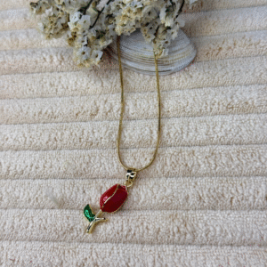 Home ruby blossom charm necklace (gold, stainless steel, anti tarnish)