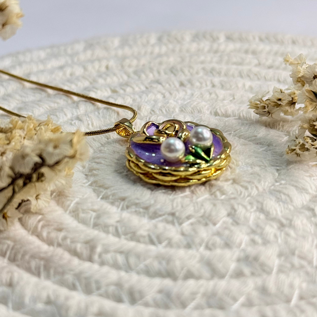 pearl rose crest necklace – lavender pearl rose crest necklace – lavender