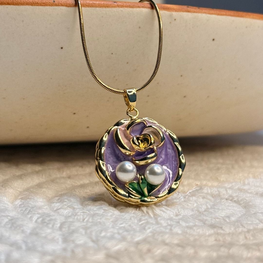 pearl rose crest necklace – lavender pearl rose crest necklace – lavender