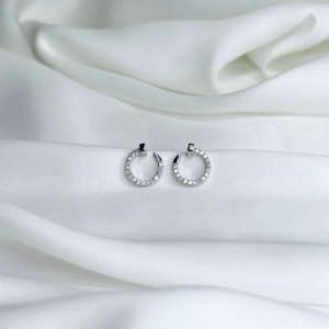 silver mini crystal hoops