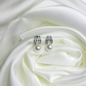 silver mini crystal hoops