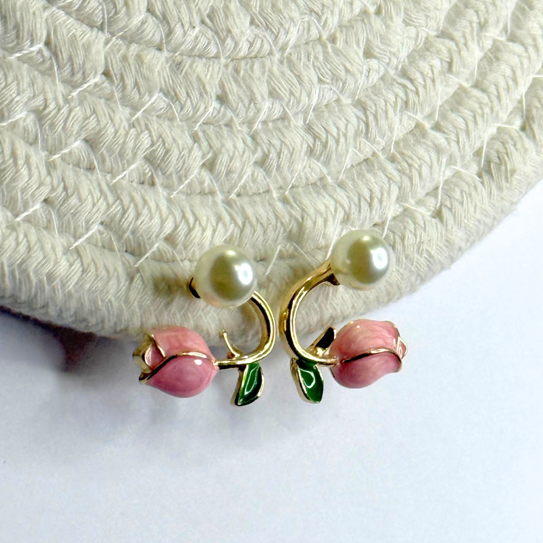 pink blossom pearl studs pink blossom pearl studs
