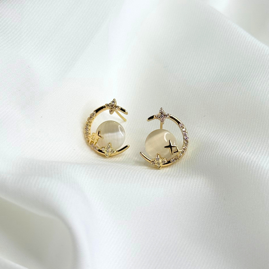 gold moon crystal hoops gold moon crystal hoops